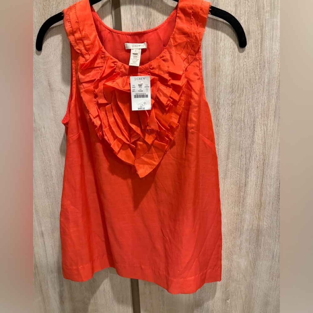 NWT JCREW Women’s Sleeveless Fully Lined Ruffle Floral Detail Top Size: 2